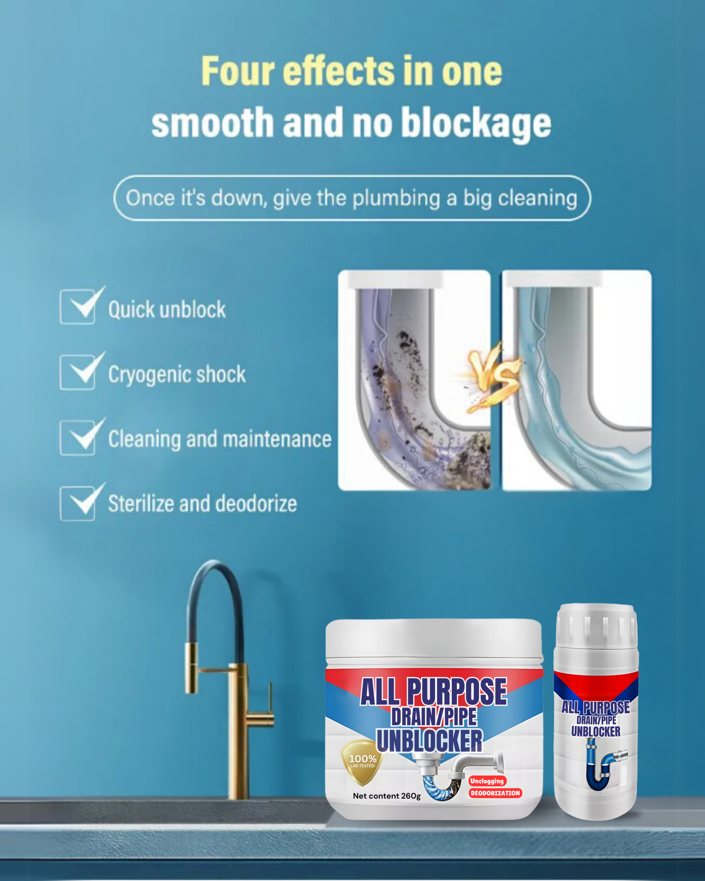 STRONG N POWERFUL PIPE/DRAIN UNBLOCKER ( BUY 1 GET 1 FREE ) - Deep Clean, Fresh Shine