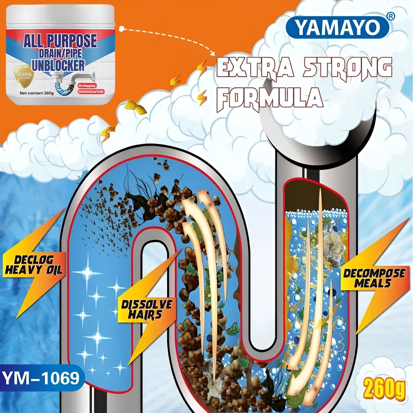 STRONG N POWERFUL PIPE/DRAIN UNBLOCKER ( BUY 1 GET 1 FREE )  -  Deep Clean, Fresh Shine